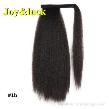 Wholesale Price Wigs In Afro Winding Ponytail Yaki Long Straight With Comb Ponytail 22 inch Soft Fluffy Synthetic Hair Extension